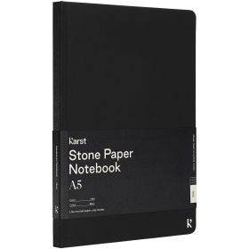Karst® A5 kivipaperinen kovakantinen muistikirja ruuduilla Musta