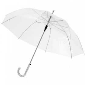 23” Kate-sateenvarjo puukahvalla, läpinäkyvä, automaattisesti avautuva Valkoinen